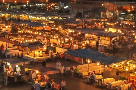 Marrakech To Fes Desert Tour; jemaa el-fnaa square marakech Morocco sand land tours