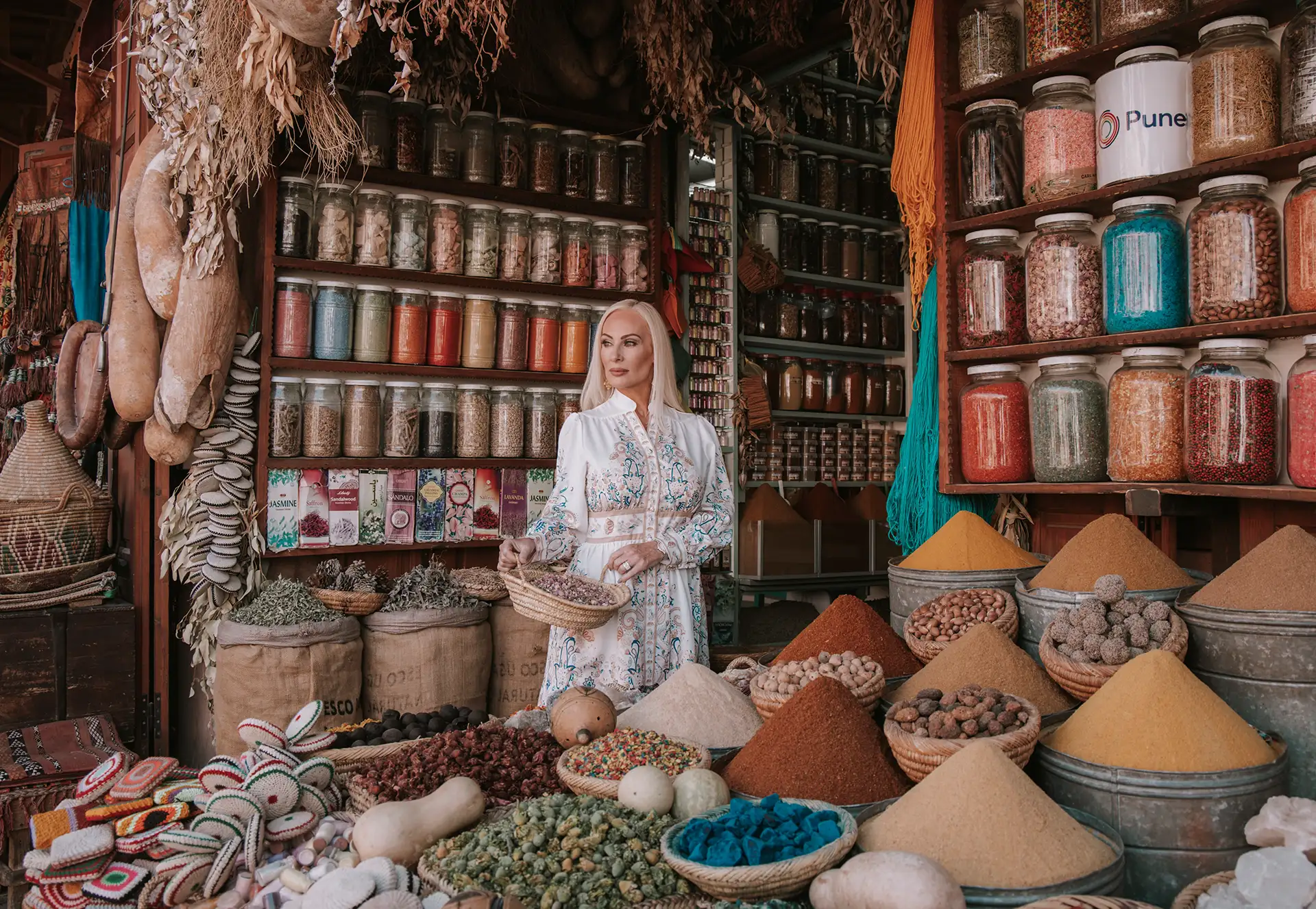 A girl in Tradtional Market in old Medina Imperial Cities of Morocco Tours